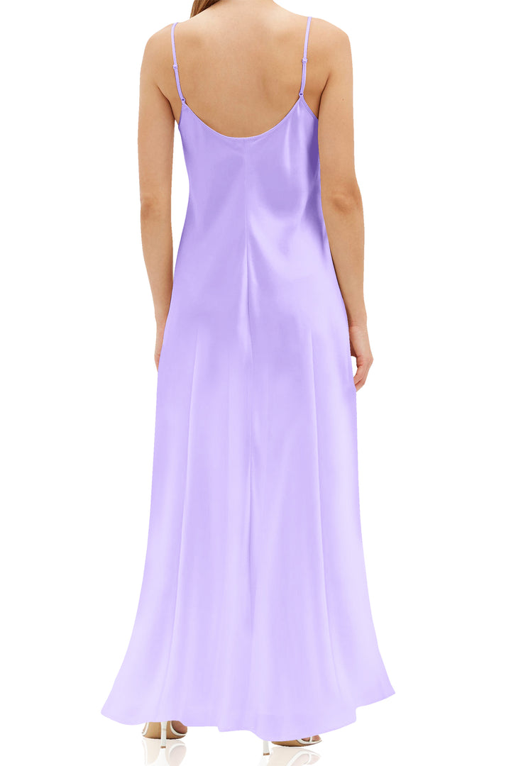 lavender silk slip dress Elegant Lavender Satin Gown With V-neck Detail on Luulla