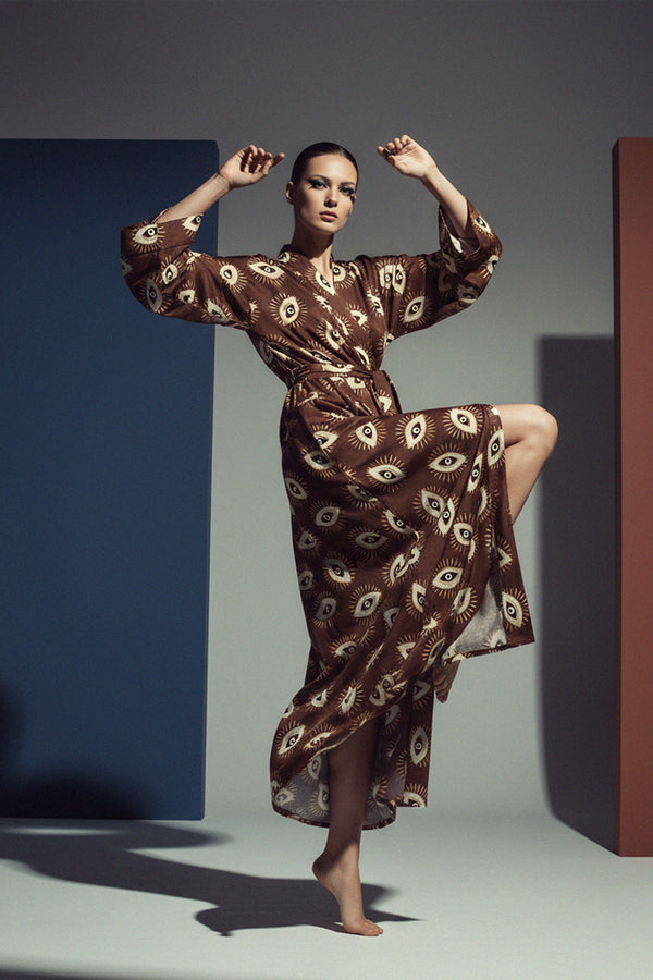 designer kimono, Kyle X Shahida, printed robes, luxury kimono, 