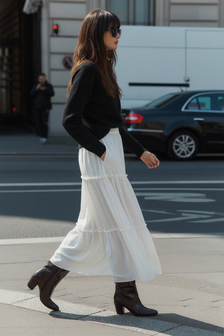 N ea Pari,
boho tiered skirt, 
flowy maxi skirt, 
summer tiered skirt, 