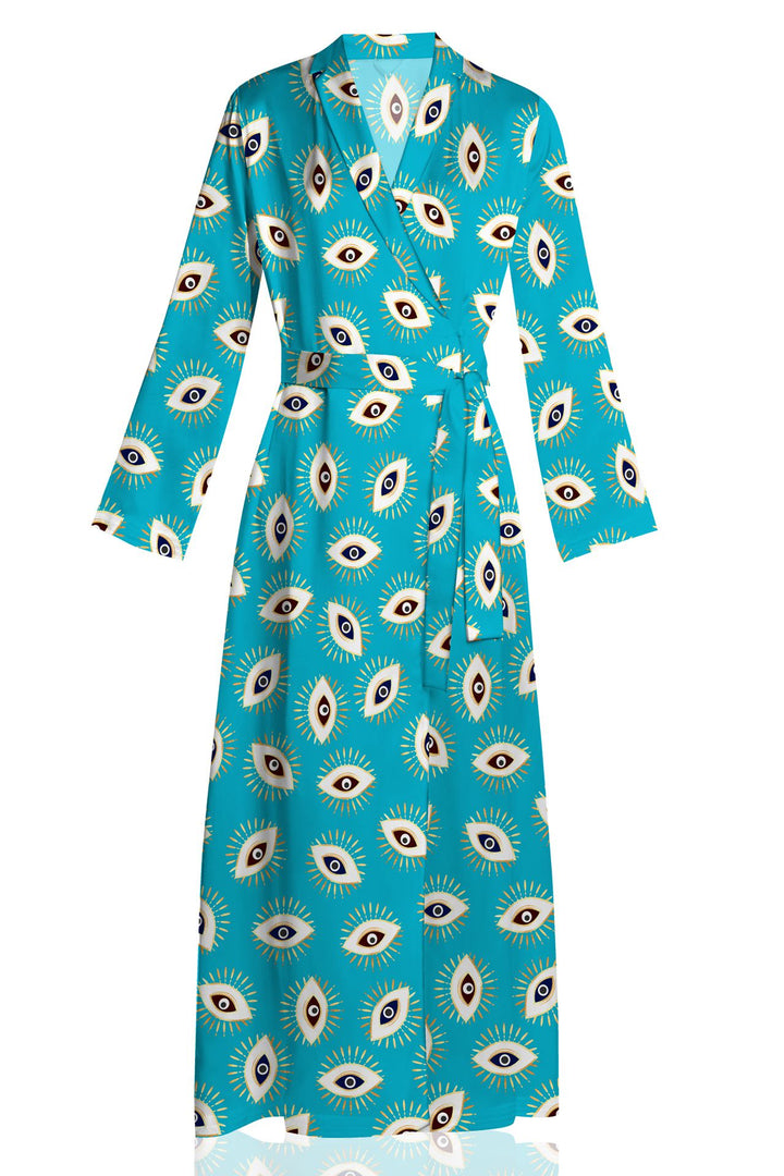 long sleeve wrap front maxi dress Women's Placement Print Wrap Front Maxi Dress, Navy