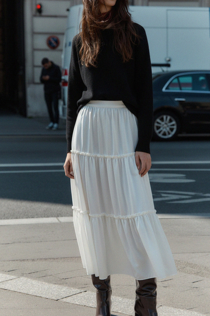 N ea Pari,
long skirt with layers,
tiered skirt for summer,
casual tiered skirt,