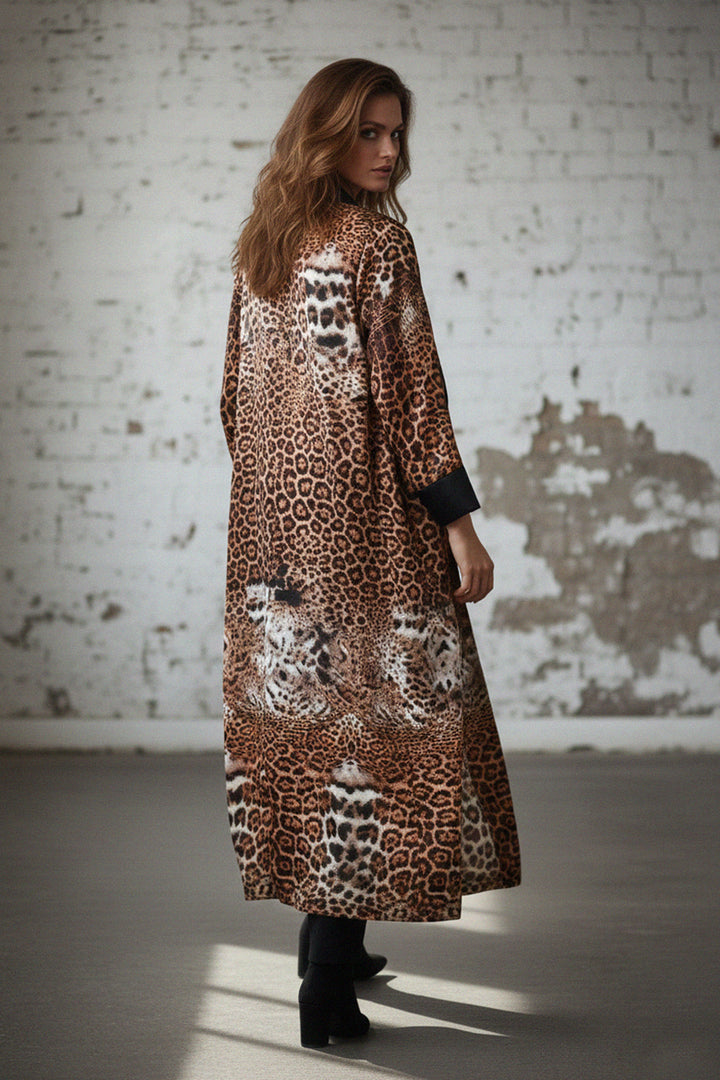 editorial look, silky robe, leopard print, shahida-kyle-richards, stylish woman, couture vibe