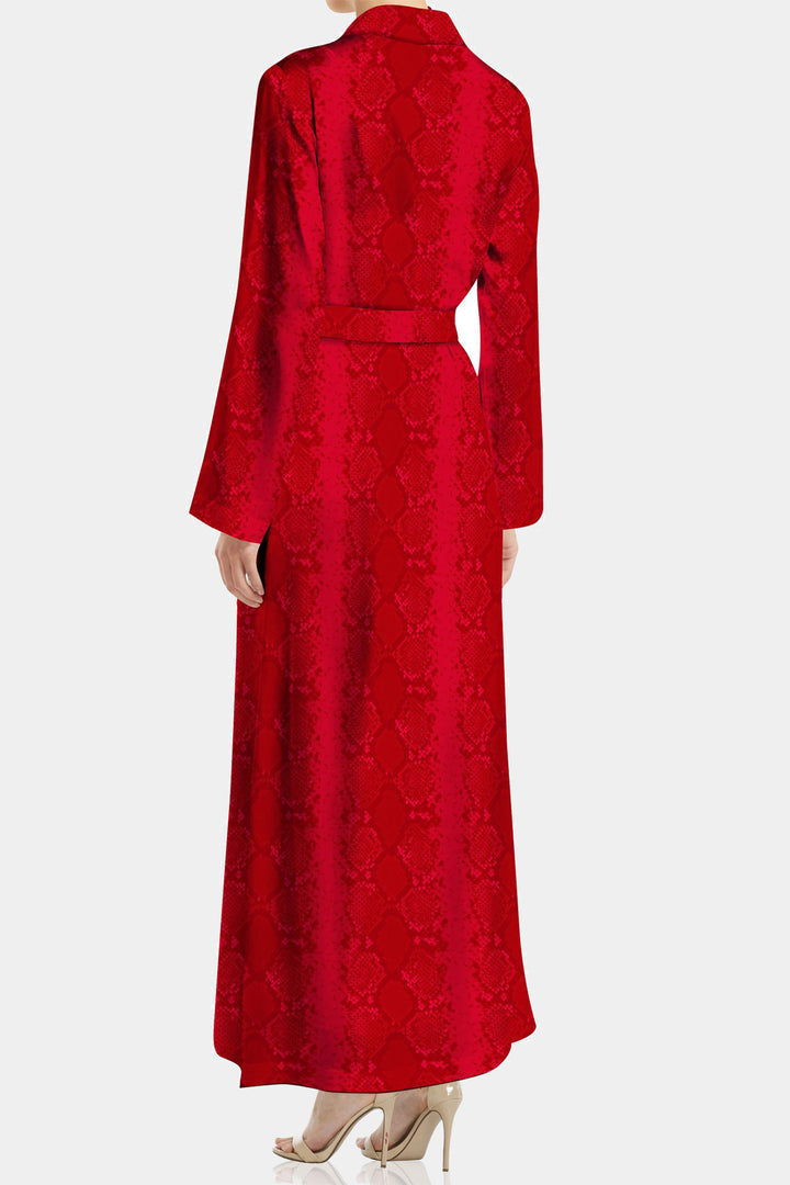 luxury wrap dress, eco cupro dress, blood stone long dress, sustainable designer wear, womens wrap gown, shahida richards dress