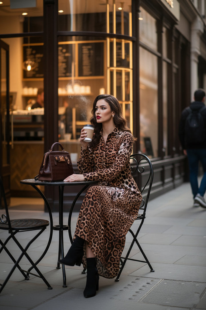 casual chic outerwear, trendy kimono style, animal print wardrobe, women fashion statement