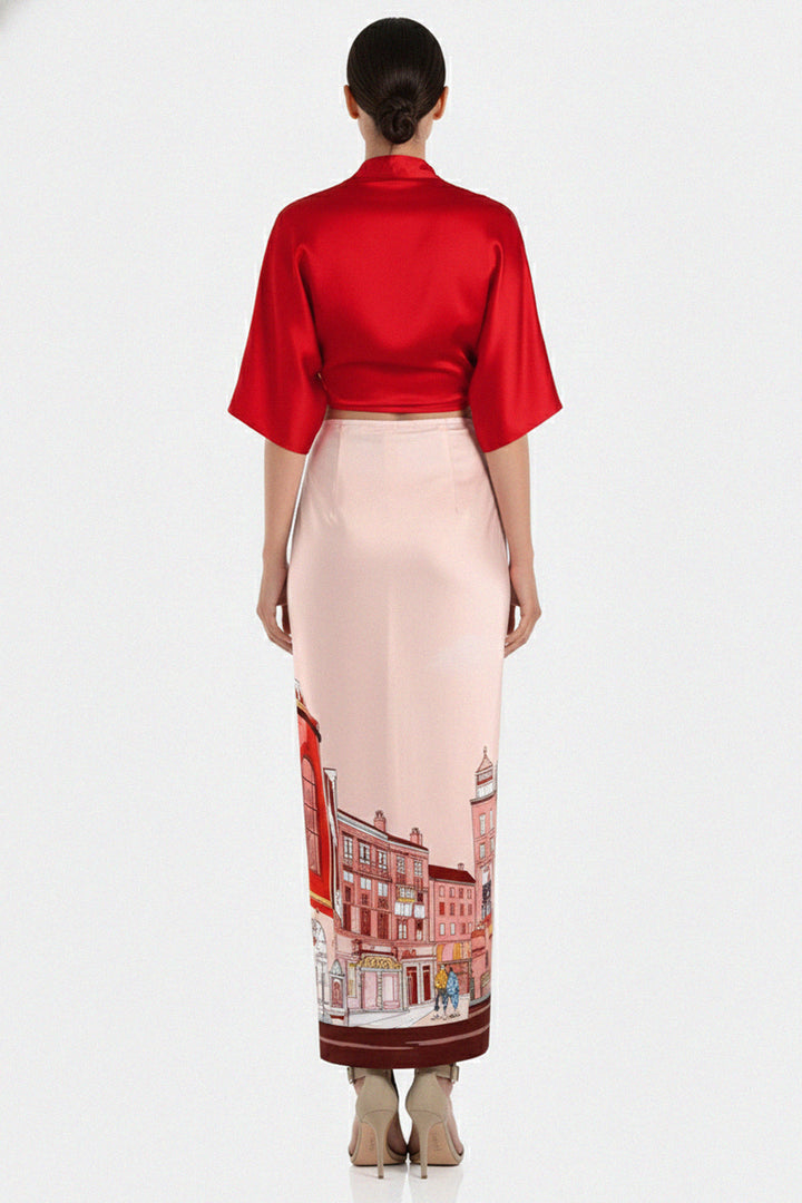 feminine skirt style, elegant drape skirt, illustrated hem skirt, shahida-kyle-richards, modern style wear