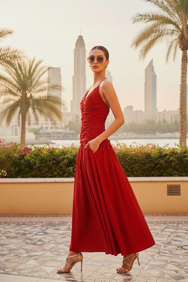 Designer Red Dress | Summer Maxi Dresses For Women - Shahida Parides Extra Large Designer Red Dress | Summer Maxi Dresses For Women - Shahida Parides Extra Large