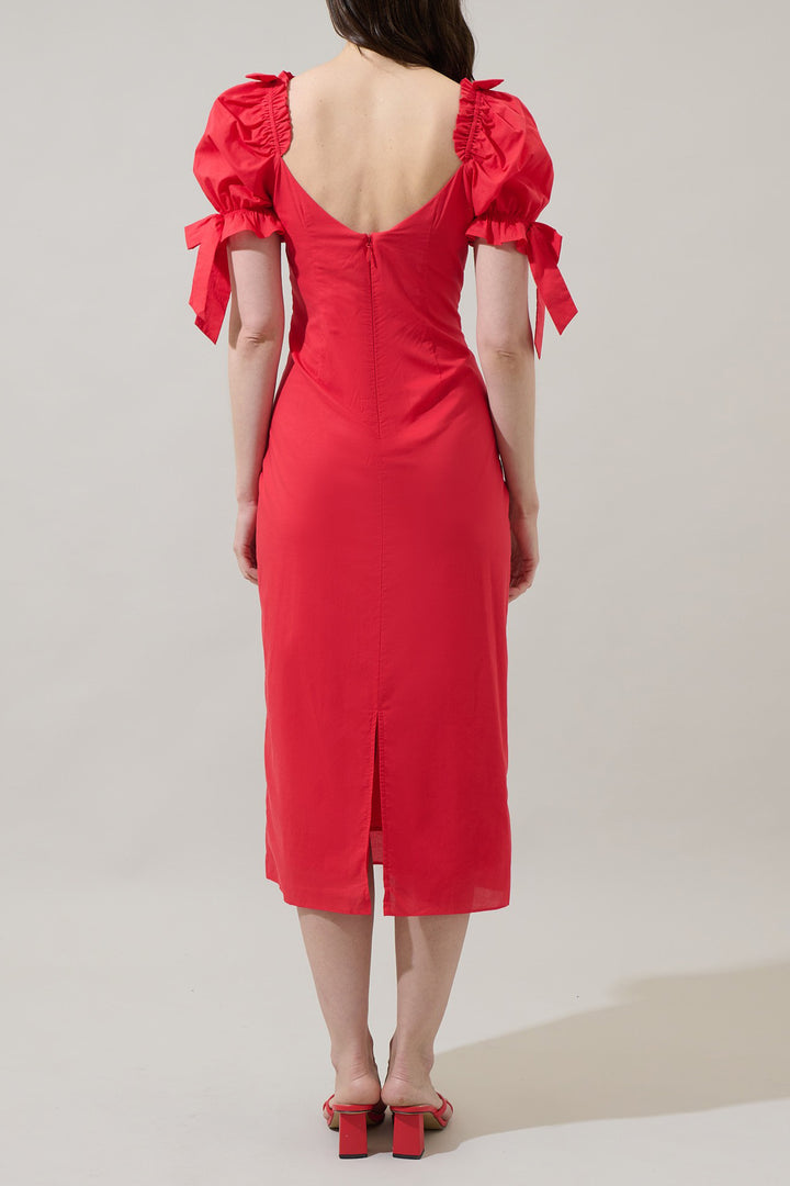 Designer Red Puff Sleeve Dress | Flared Fress | Kyle x Shahida S Designer Red Puff Sleeve Dress | Flared Fress | Kyle x Shahida S