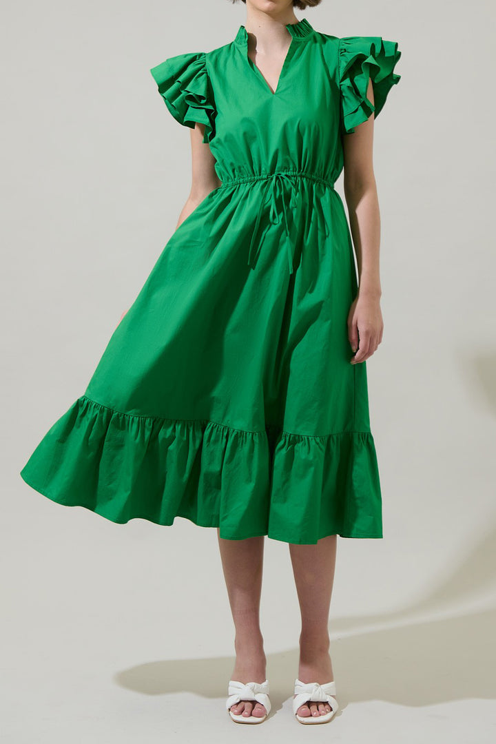 Designer Midi Emerald green Dress | Tiered Midi Dress | Kyle X Shahida Kyle x Shahida Designer Midi Emerald green Dress | Tiered Midi Dress | Kyle X Shahida Kyle x Shahida