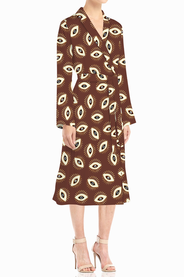Kyle X Shahida, 
wrap midi dress long sleeve,
wrap front midi dress,
wrap dress midi length,
