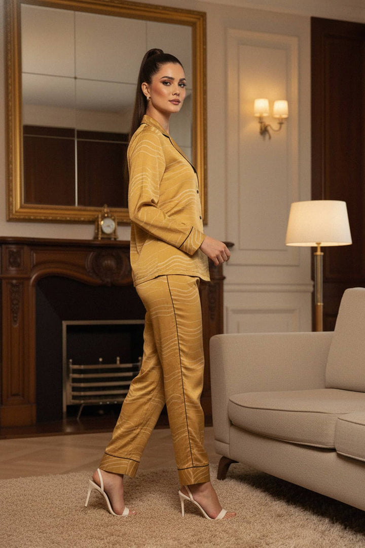 gold satin, cute shirt, stripe print, evening vibe, polished look, modern elegance