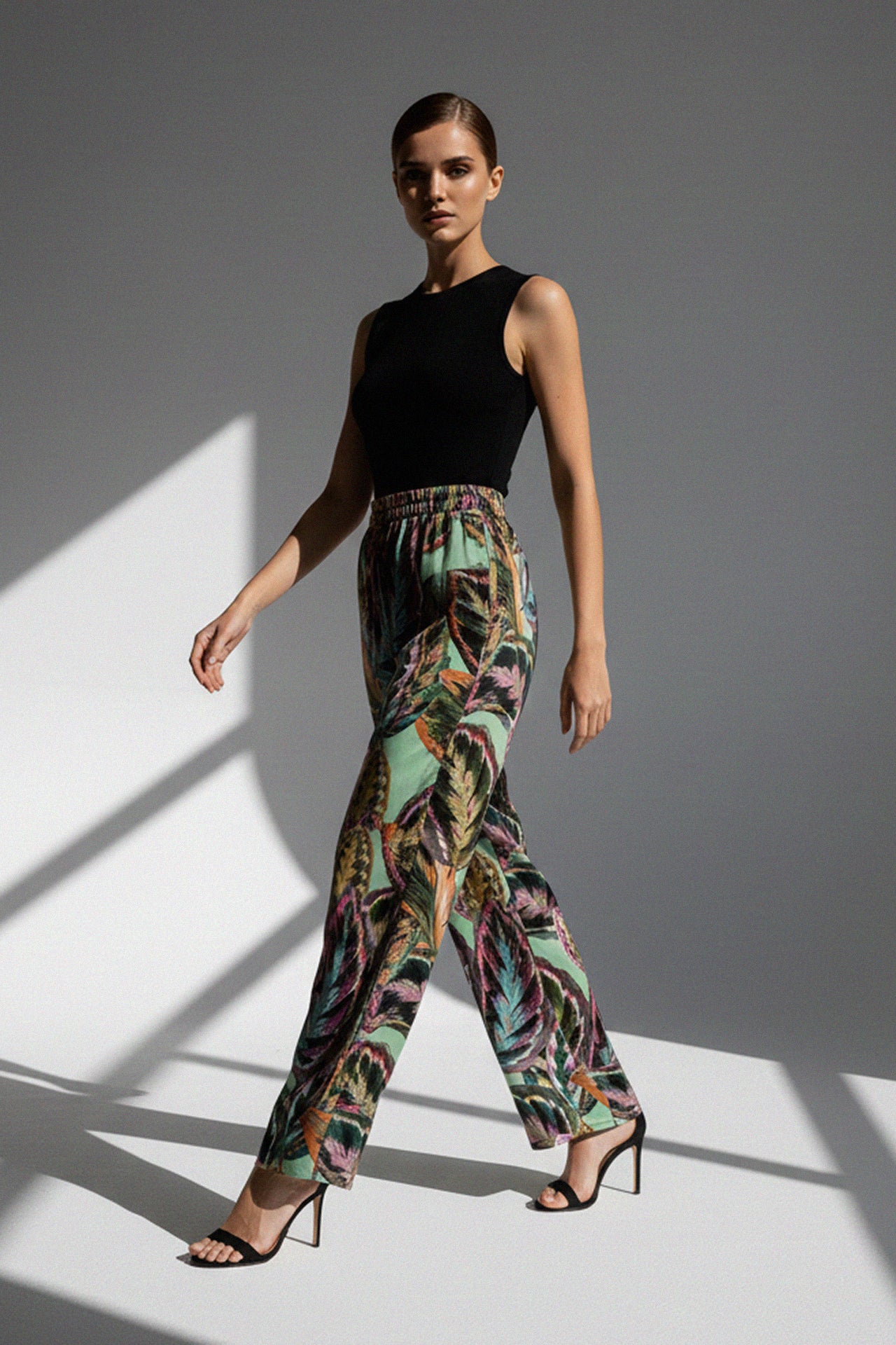 Leaf Print Cupro Pants | Kyle x Shahida Straight-Leg