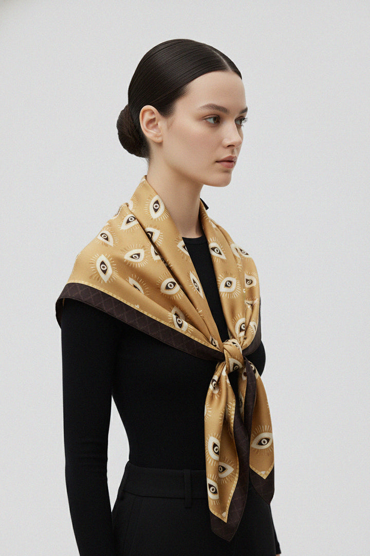 modern style, silk accessory, patterned scarf, women wear, trend fashion, upscale look