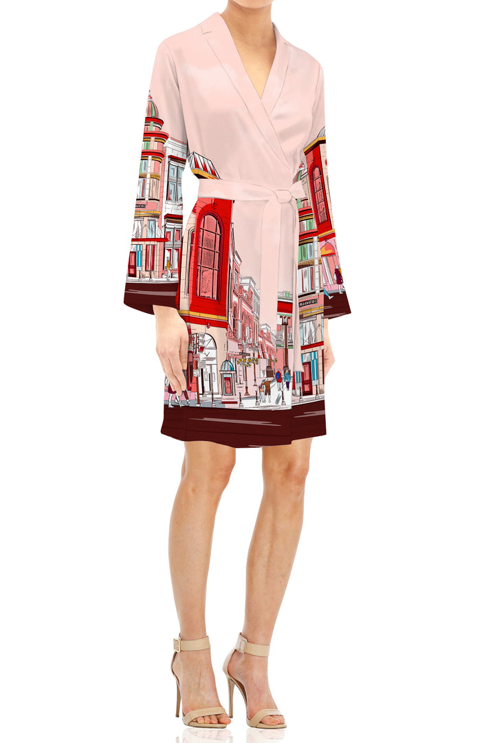 silk robe women short, short summer kimono, red kimono robe, Rodeo Drive Fashion, Kyle X Shahida,