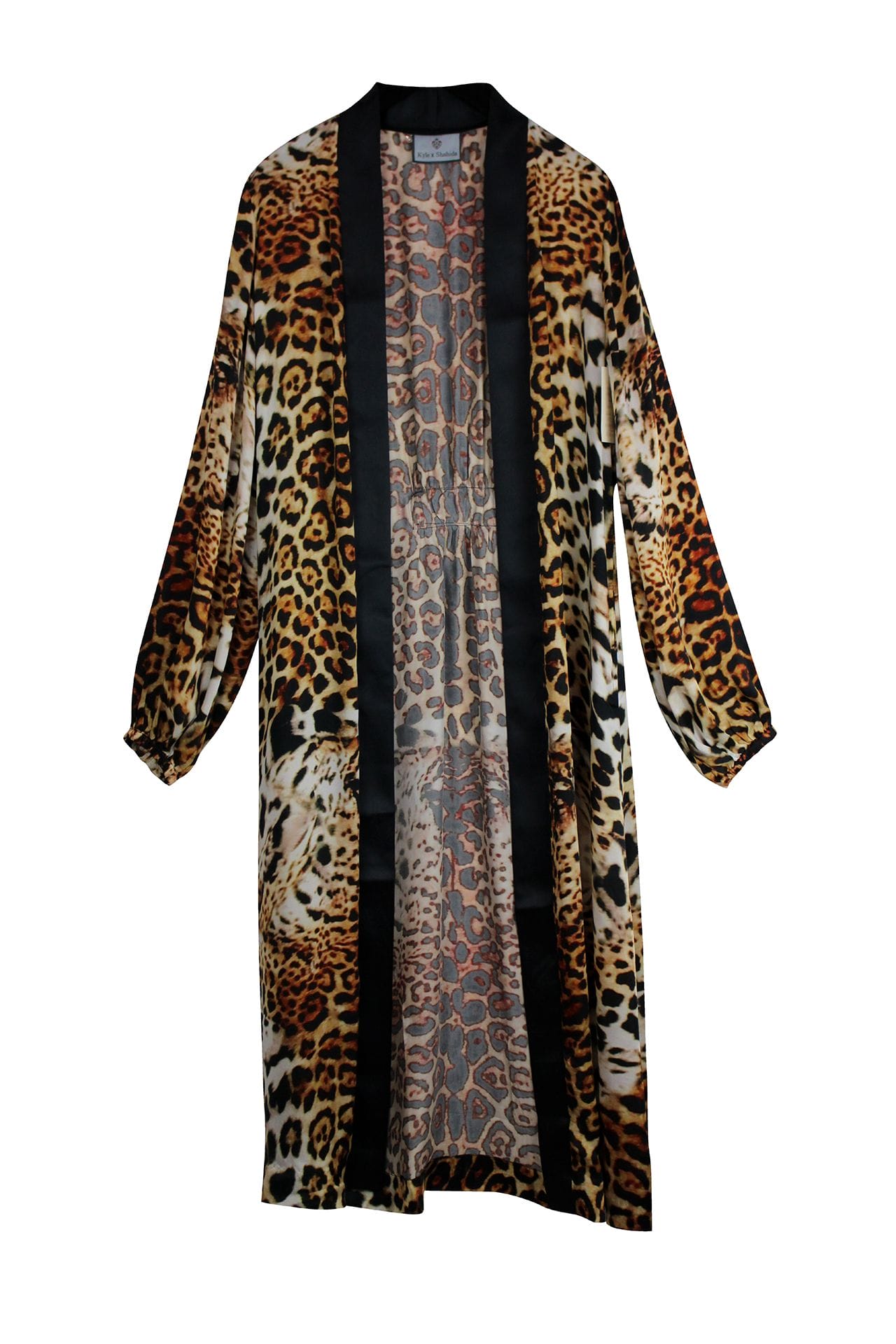 "animal print robe" "Kyle X Shahida" "womens long kimono" "long kimono robe womens" "silk kimono for women"