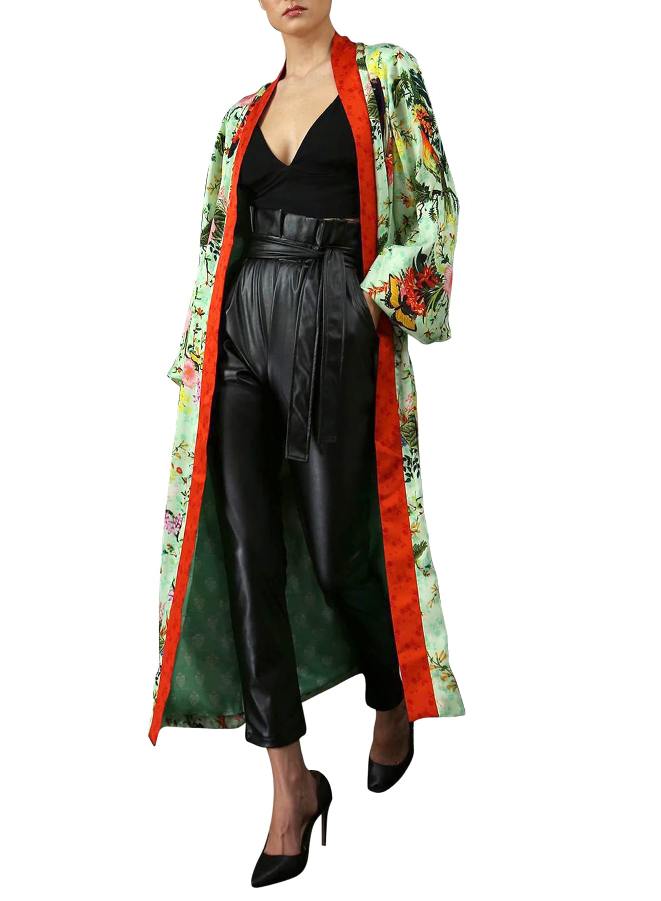 "silk robes for women" "green floral kimono" "Kyle X Shahida" "womens long kimono robe" "silk robes and kimonos" "cute kimonos"