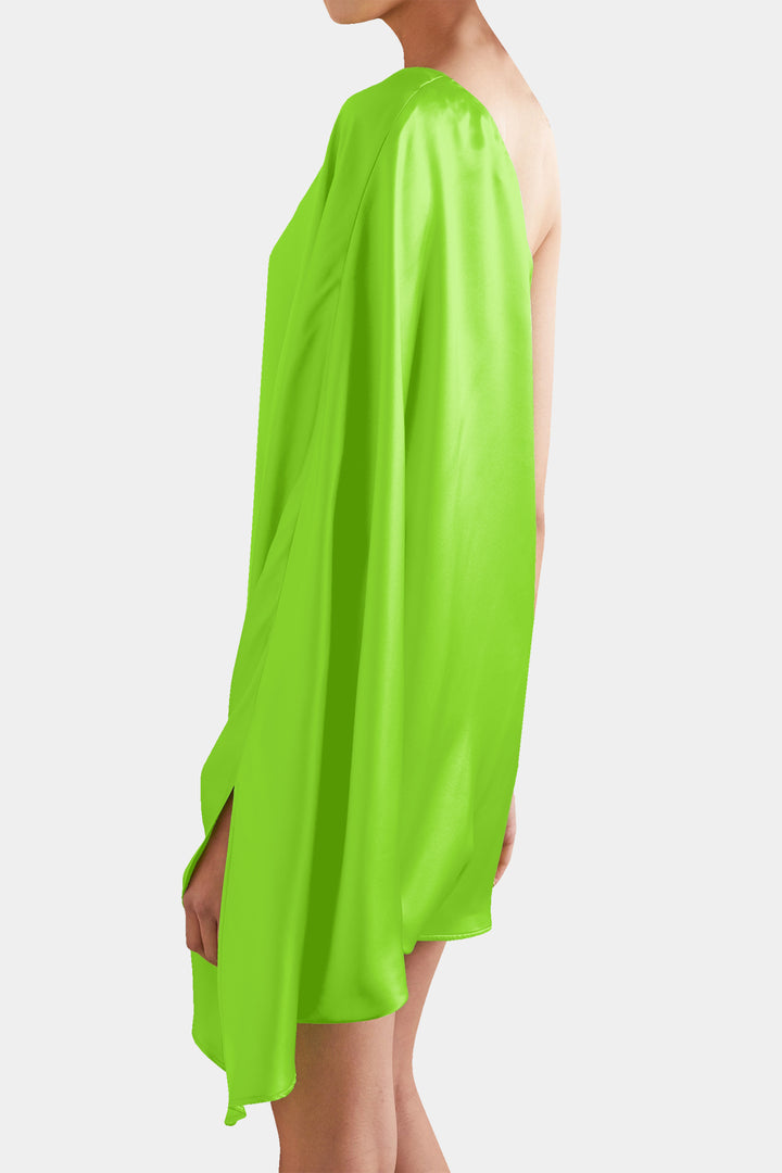 Designer Lime Neon Green Dress | One Shoulder Clothes Designer Lime Neon Green Dress | One Shoulder Clothes