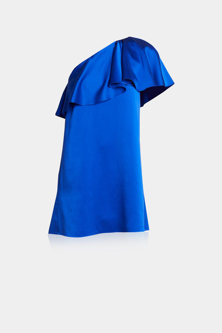 Designer One Shoulder Dress | Blue Satin Midi Dress | Kyle X Shahida Kyle x Shahida Designer One Shoulder Dress | Blue Satin Midi Dress | Kyle X Shahida Kyle x Shahida