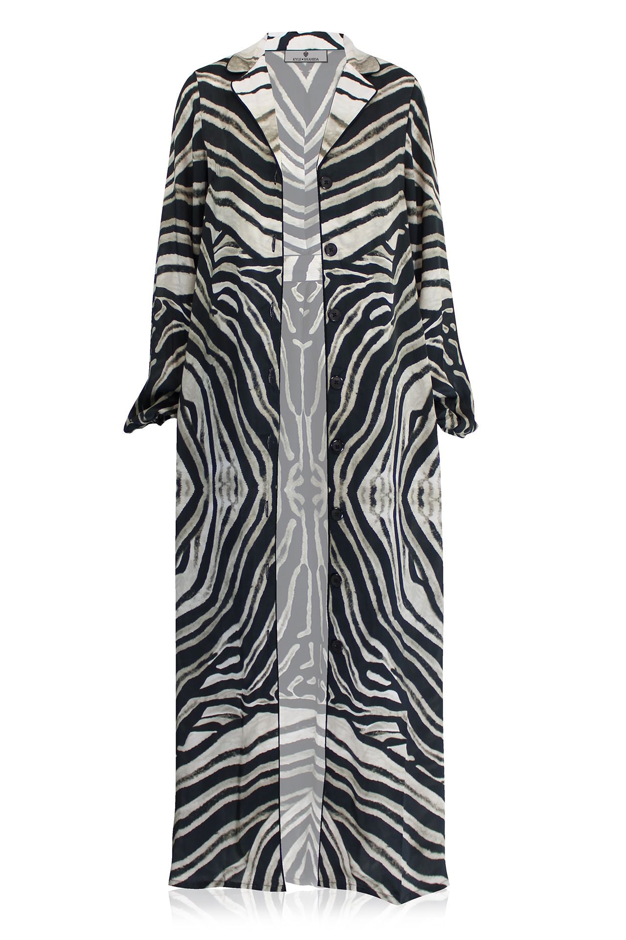 "long dress coat for ladies" "Kyle X Shahida" "womens full length down coat" "long zebra coat"