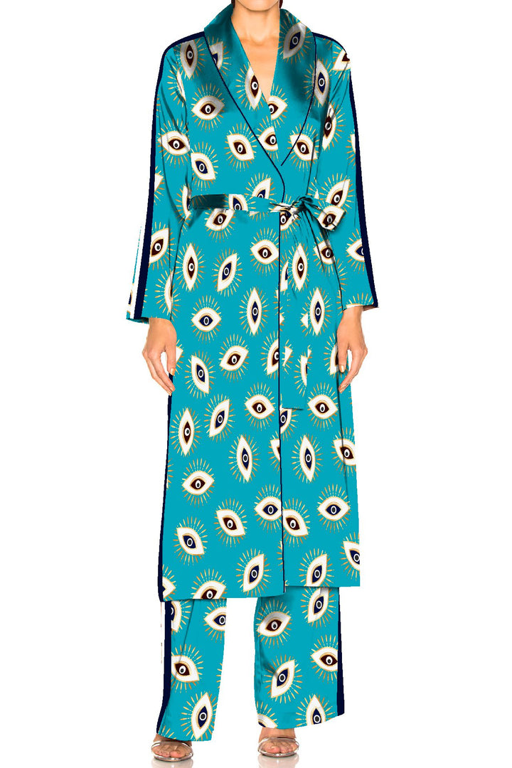 Designer Silk Pajamas And Robe | Kyle X Shahida L Designer Silk Pajamas And Robe | Kyle X Shahida L