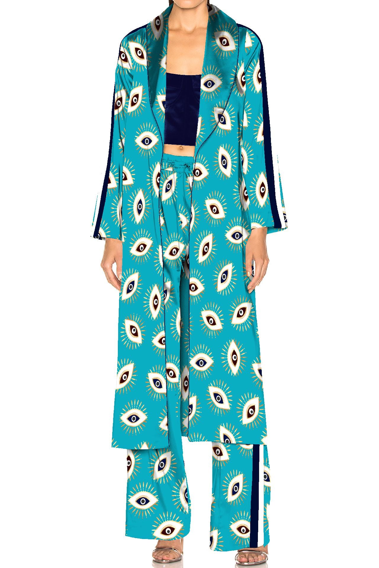 "Kyle X Shahida" "pajama robe women" "womens lounge robes" "silk pajamas and robe"