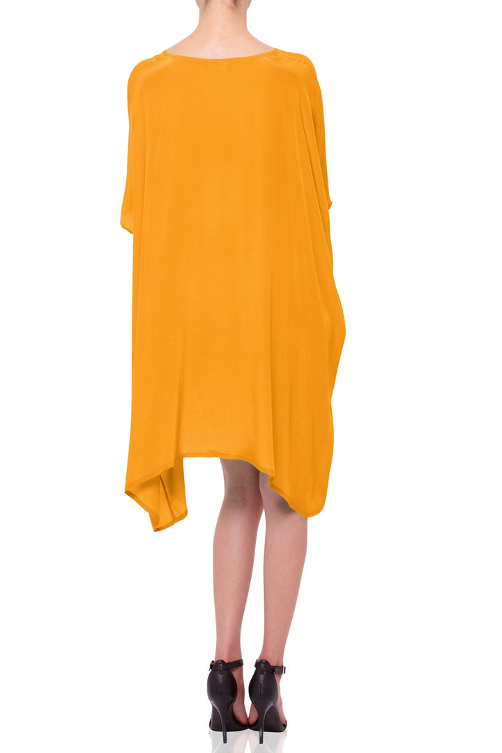 mini kaftan dress party wear White Mini Kaftan Top | Beach Cover Up Tunic (One Size)