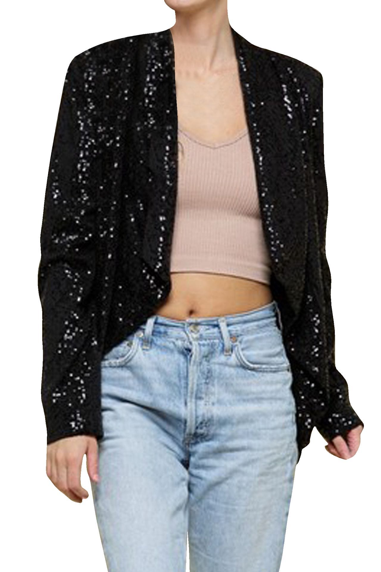 "black sequin jacket plus size" "Kyle X Shahida" "sequin blazer jacket" "black jacket with sequins" "black sequin jacket"