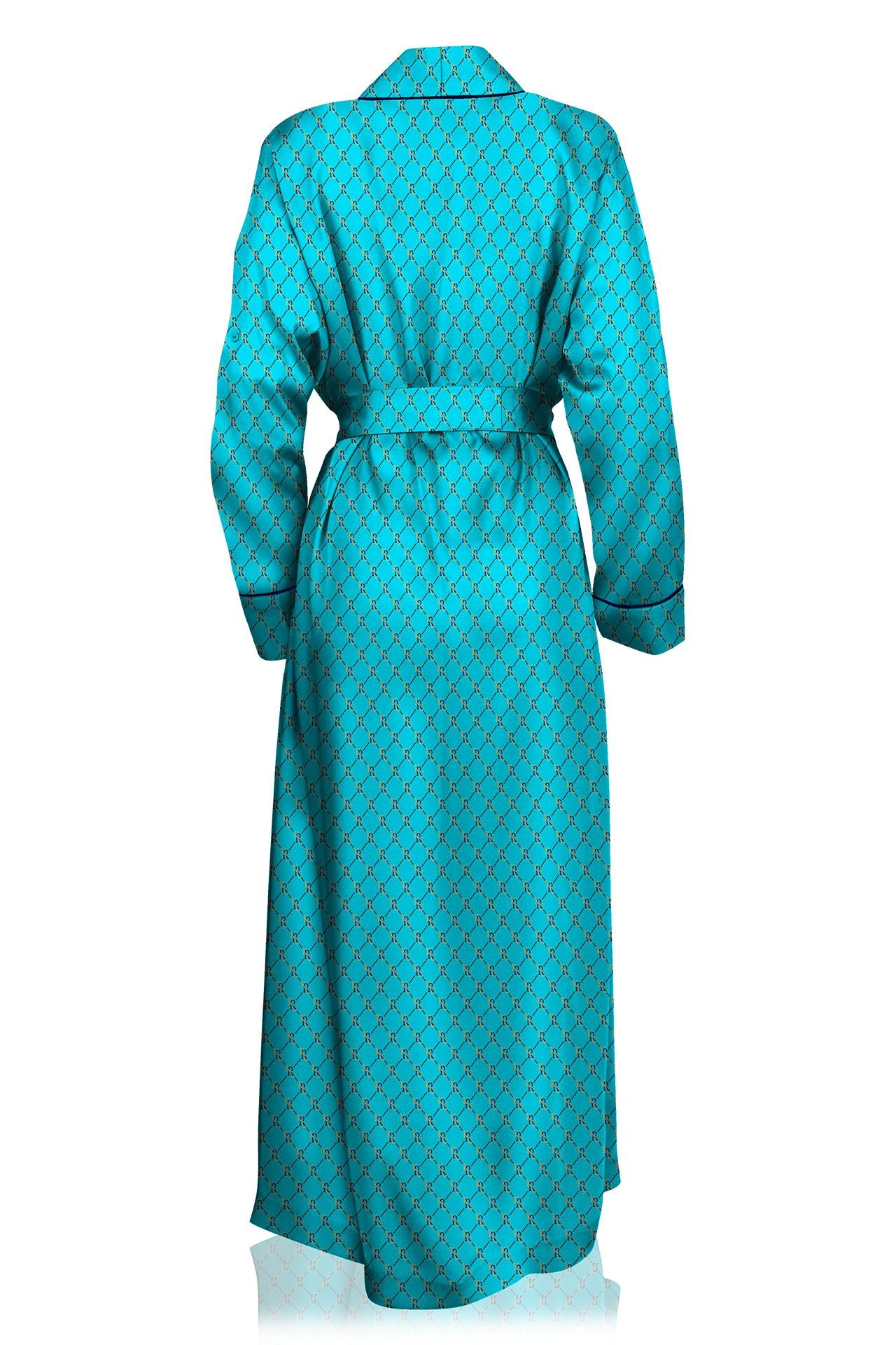 "Kyle X Shahida" "womens long silk robe" "silk kimono for women" "silk robe blue"