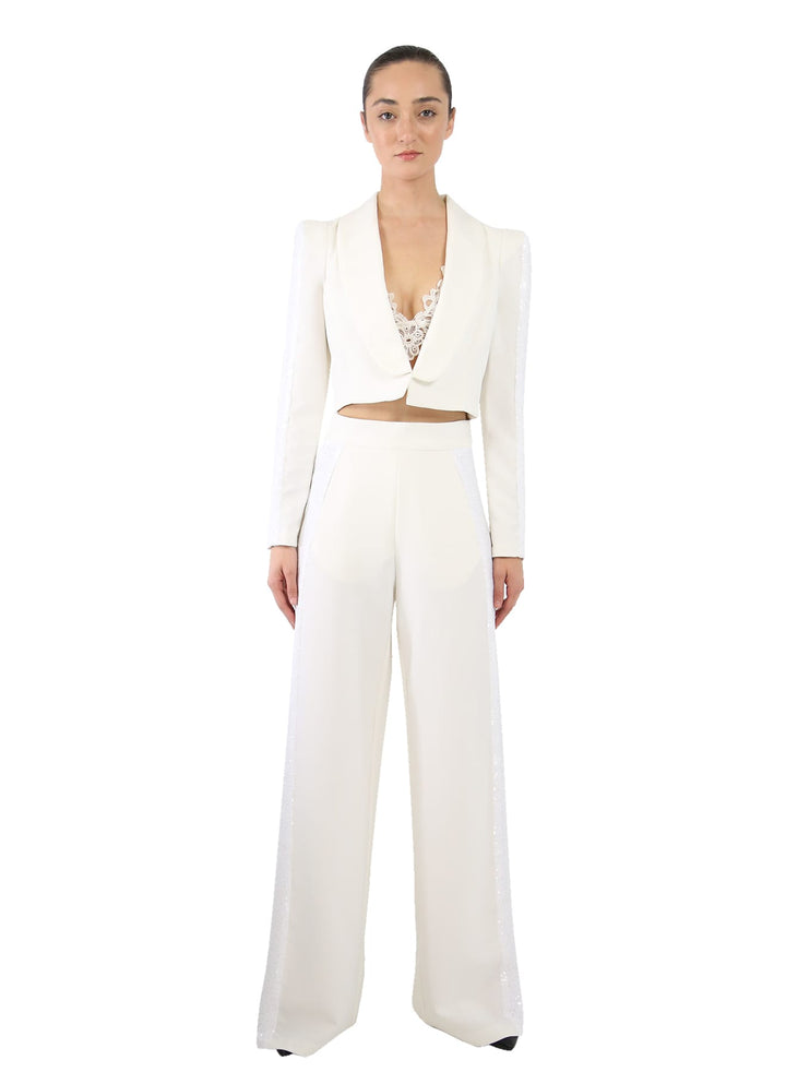 White Sequin Pants As Worn by Kyle Richards | Kyle x Shahida S ( S ) White Sequin Pants As Worn by Kyle Richards | Kyle x Shahida S ( S )