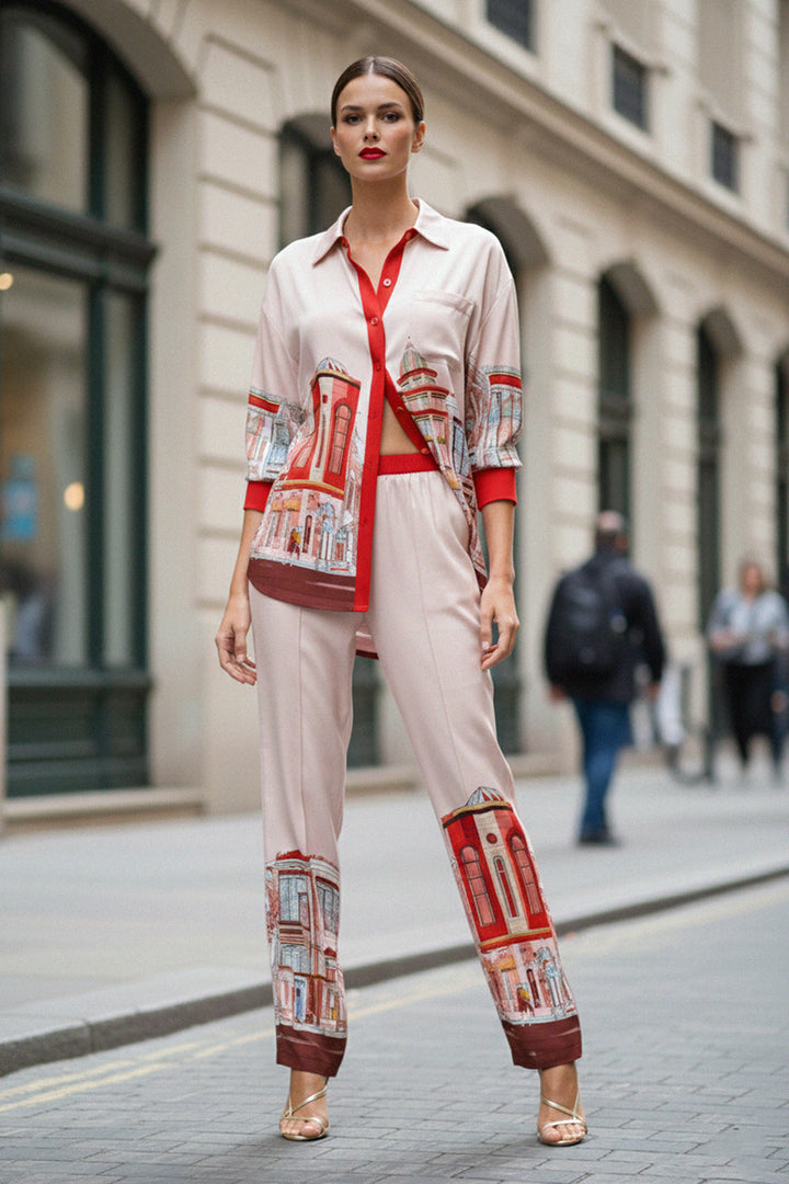 elegant western style, modern chic shirt, artistic rodeo print, classic western top, Kyle-X-Shahida-Rodeo-Drive-Print