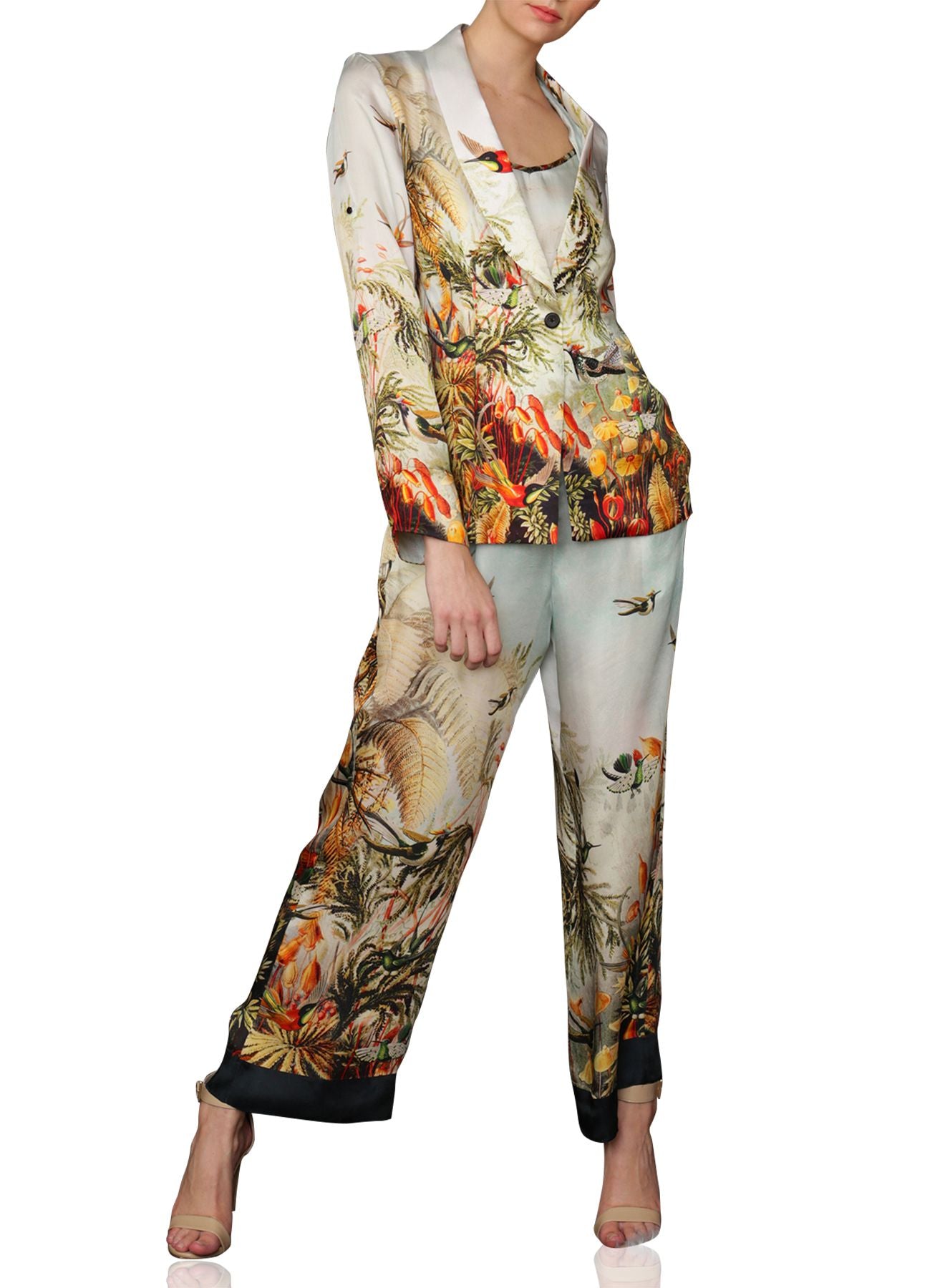 As Seen on Alexia Umansky Full Sleeve Nature Print Pajama Set
