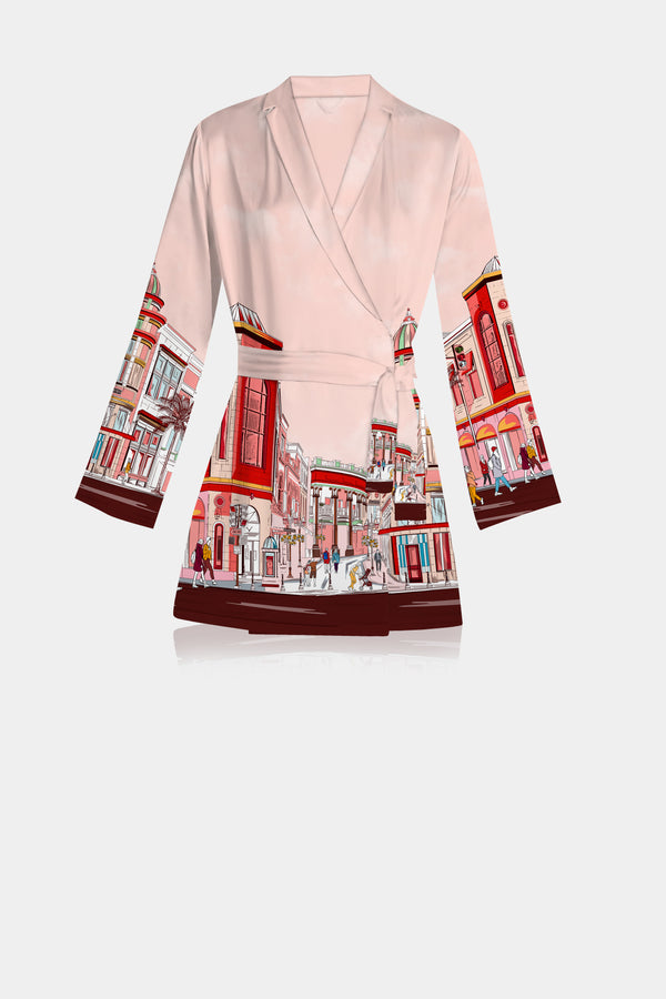 short silk robes for women, short silk robe womens, red lace robe, Rodeo Drive Collective, Kyle X Shahida,