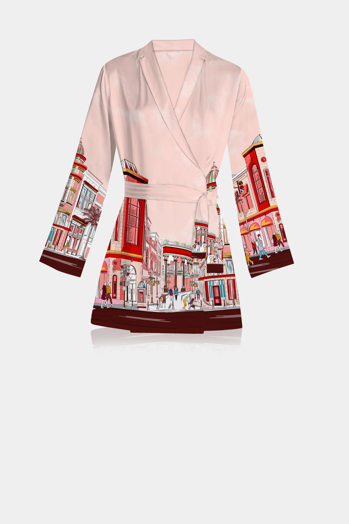 short silk robes for women, short silk robe womens, red lace robe, Rodeo Drive Collective, Kyle X Shahida,