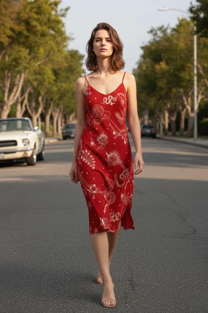 casual chic, stylish dress, summer red, bold look, versatile dress, Kyle X Shahida, designer fashion