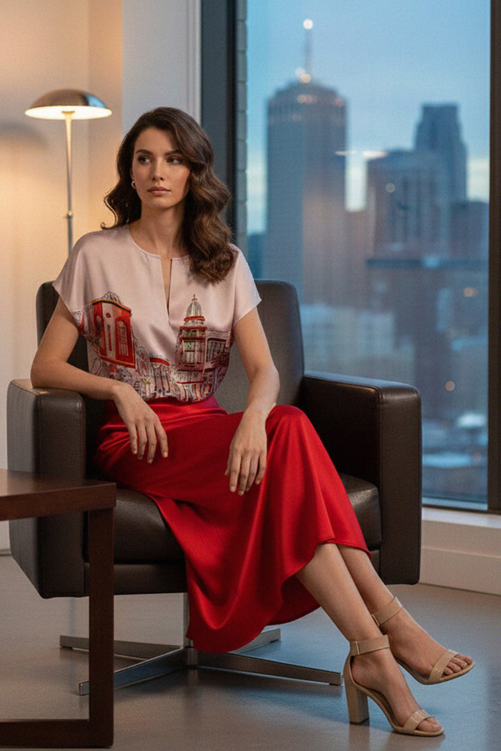 designer blouse, chic fashion top, elegant silk blouse, statement fashion, modern blouse, shahida-kyle-richards