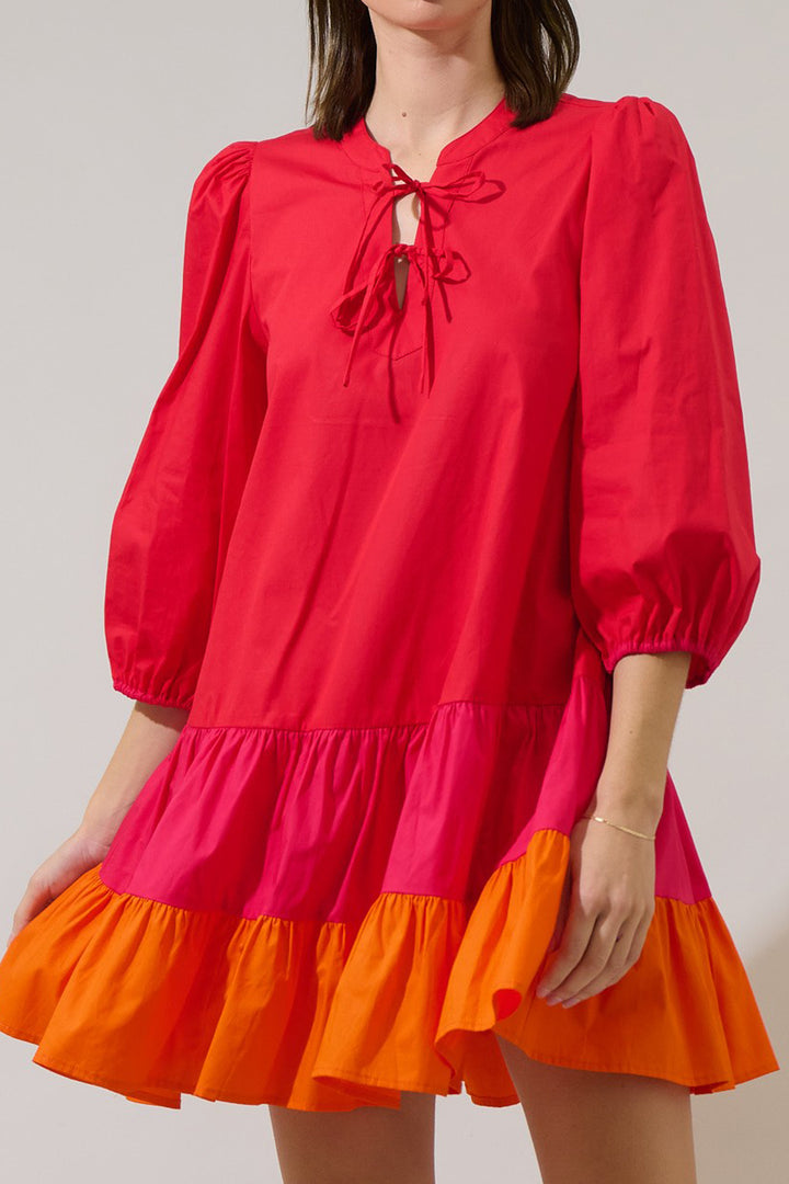 Mini Dress For Women | Color Block Tiered Dress | Kyle X Shahida Kyle x Shahida Mini Dress For Women | Color Block Tiered Dress | Kyle X Shahida Kyle x Shahida