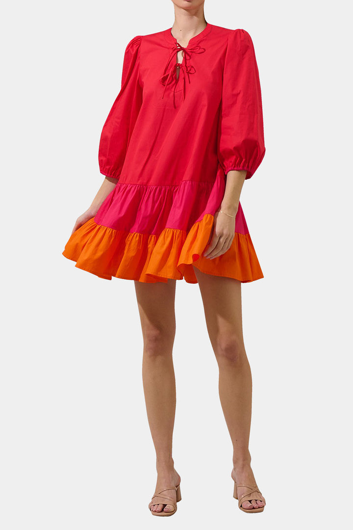 Mini Dress For Women | Color Block Tiered Dress | Kyle X Shahida Kyle x Shahida Mini Dress For Women | Color Block Tiered Dress | Kyle X Shahida Kyle x Shahida