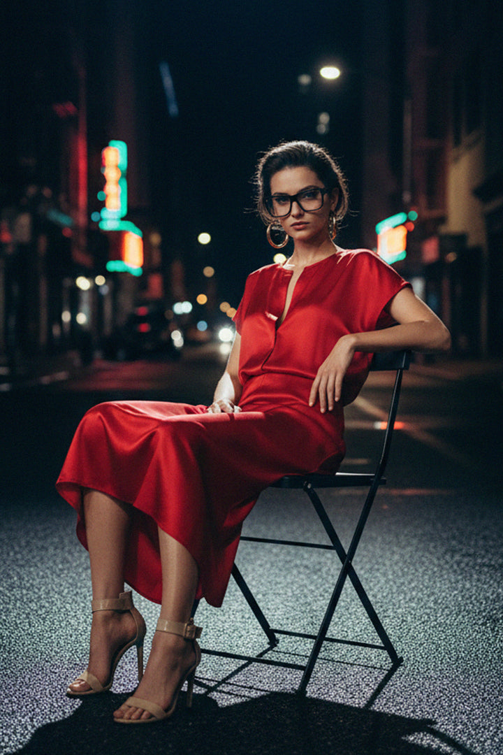 special event dress, satin glow outfit, shahida-kyle-richards, classy evening dress