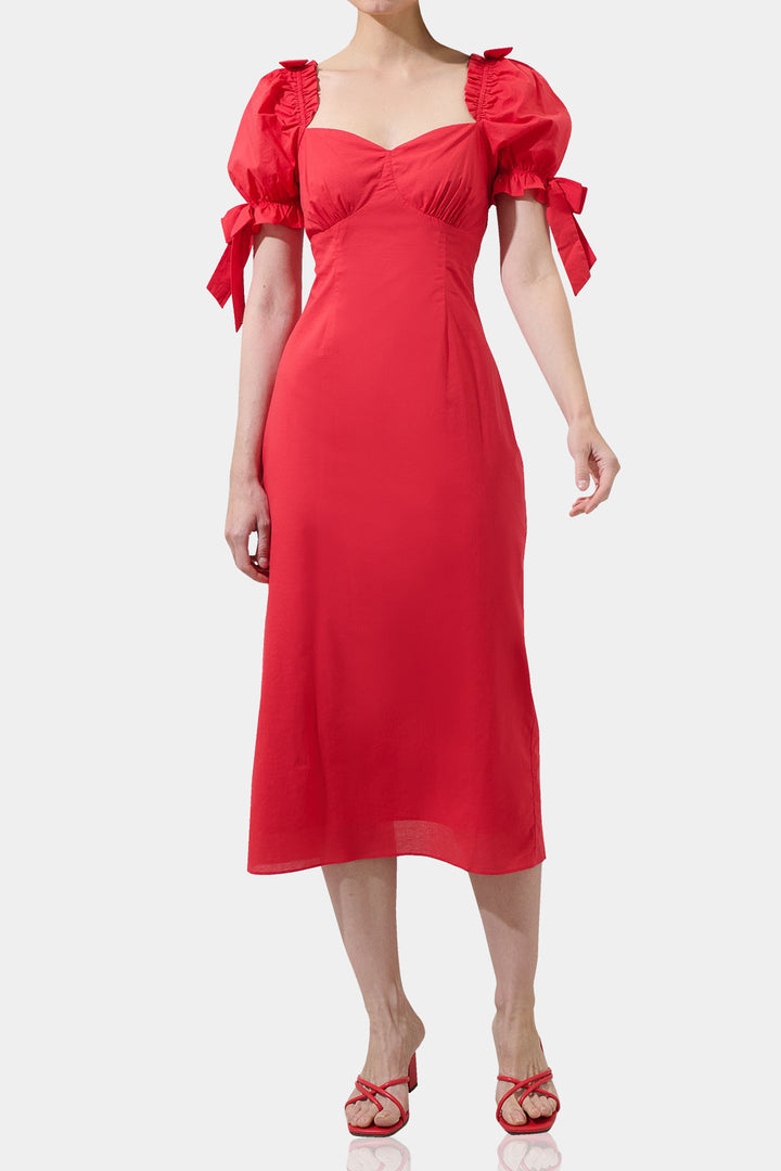 Designer Red Puff Sleeve Dress | Flared Fress | Kyle X Shahida S Designer Red Puff Sleeve Dress | Flared Fress | Kyle X Shahida S