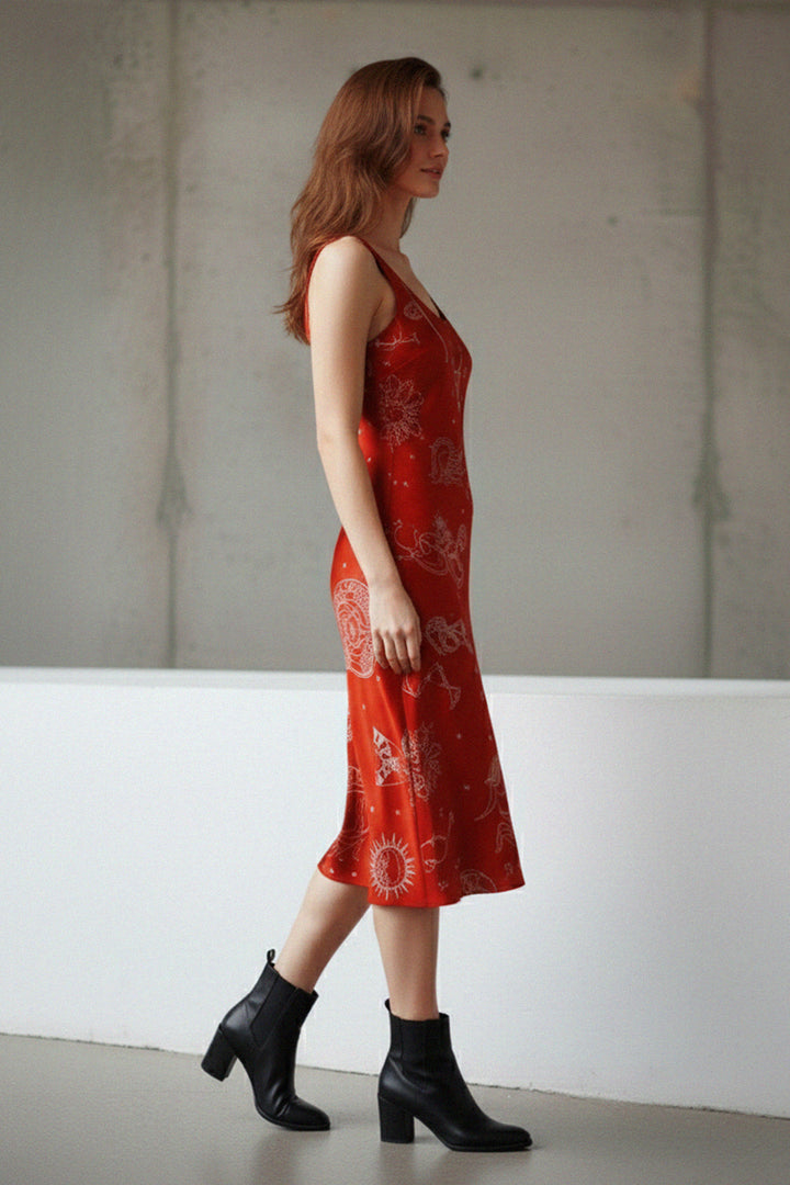 women’s chic, stylish outfit, elegant dress, casual style, bold red, summer wear, Kyle X Shahida, designer chic