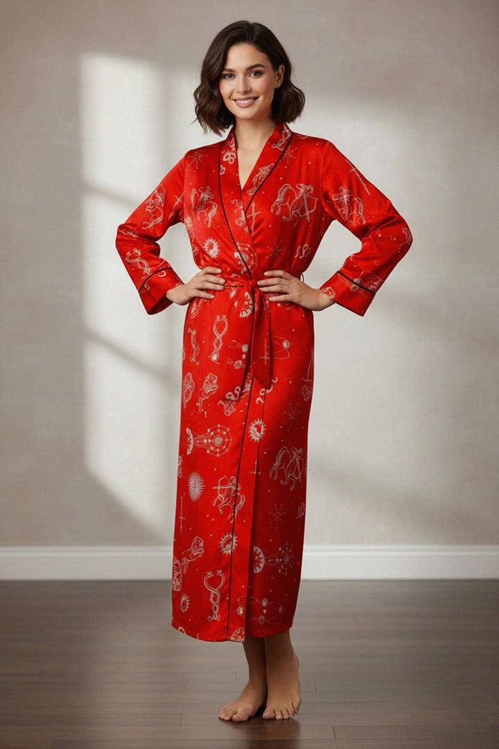 designer chic, stylish robe, women’s fashion, elegant style, bold red, evening gown, modern chic, fashion robe