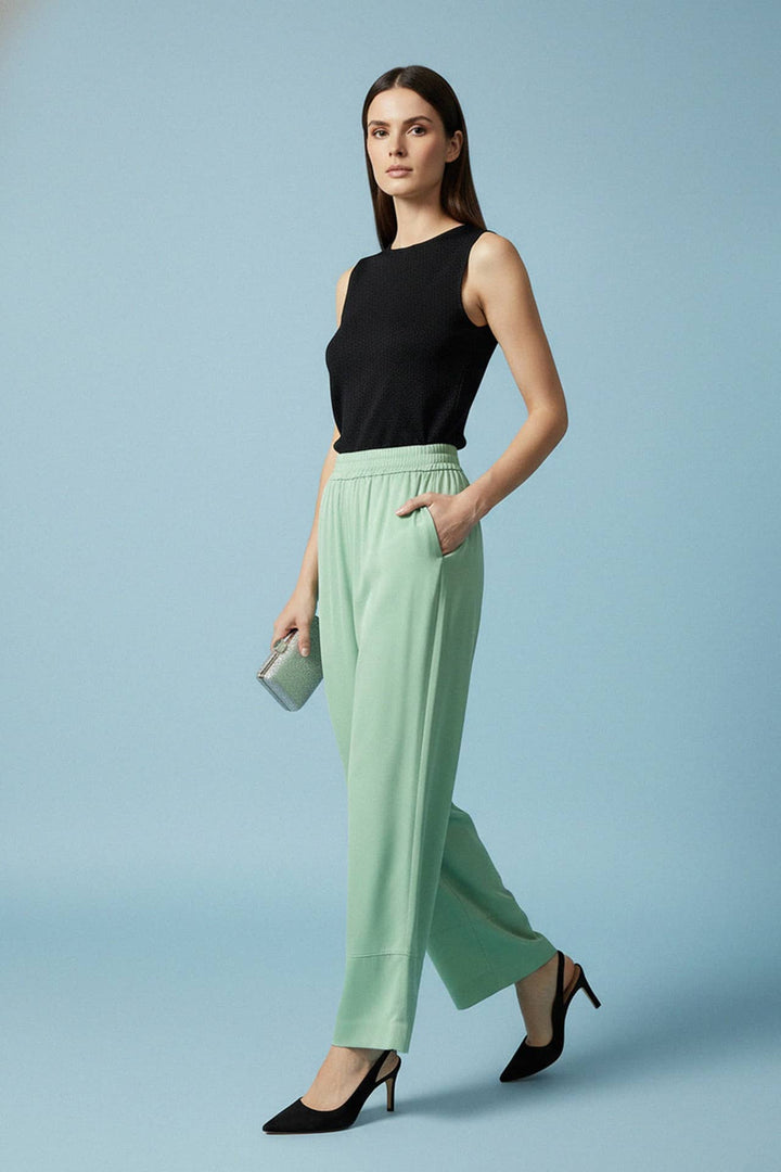 shahida parides pants, mint wide trousers, green flow pants, chic resort wear, pastel summer style