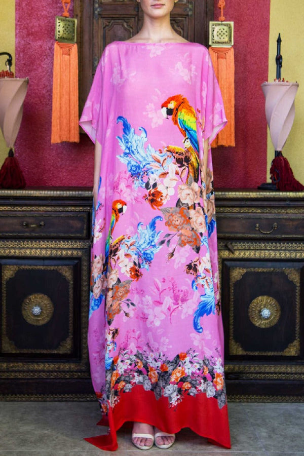 Tropical Print Long Kaftan Tunic Style