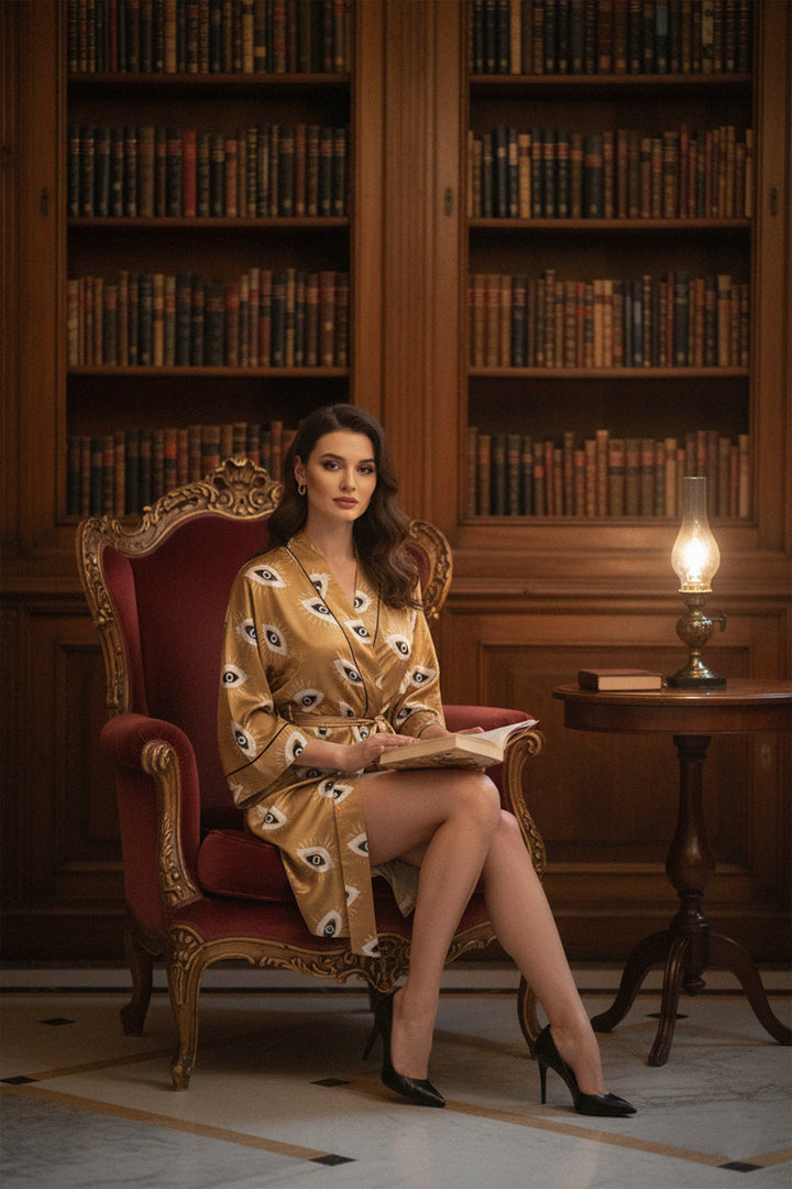 Kyle X Shahida, short kimono robes, short silk robe, short kimono robe,