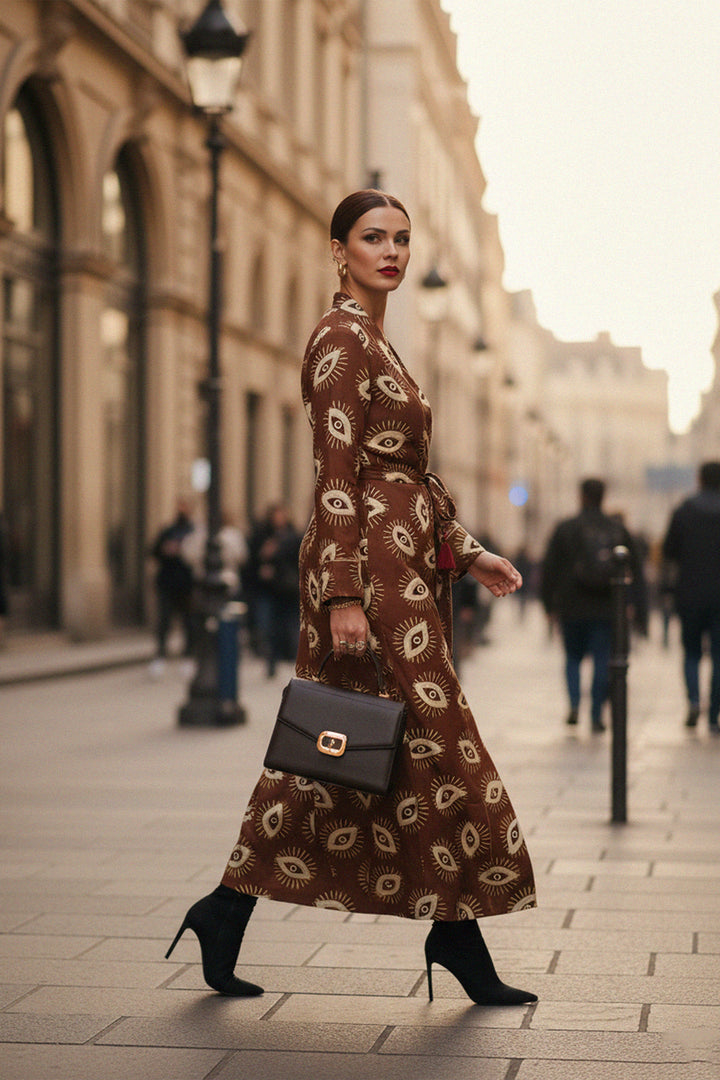 Kyle X Shahida, long duster, satin dressing gown, designer silk robe,