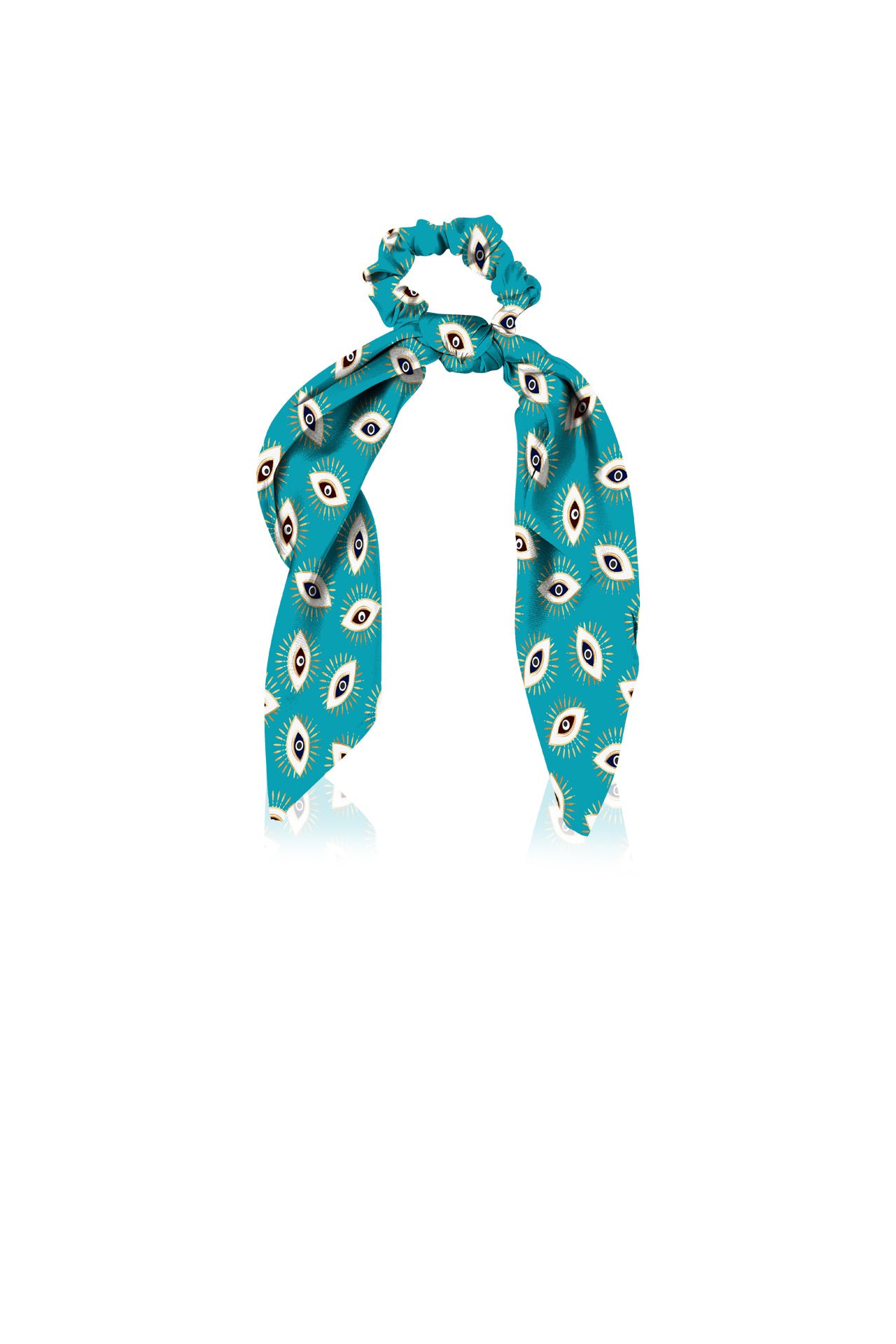 "blue scarf scrunchies" "silk scarf scrunchie" "scrunchie with scarf" "Kyle X Shahida"
