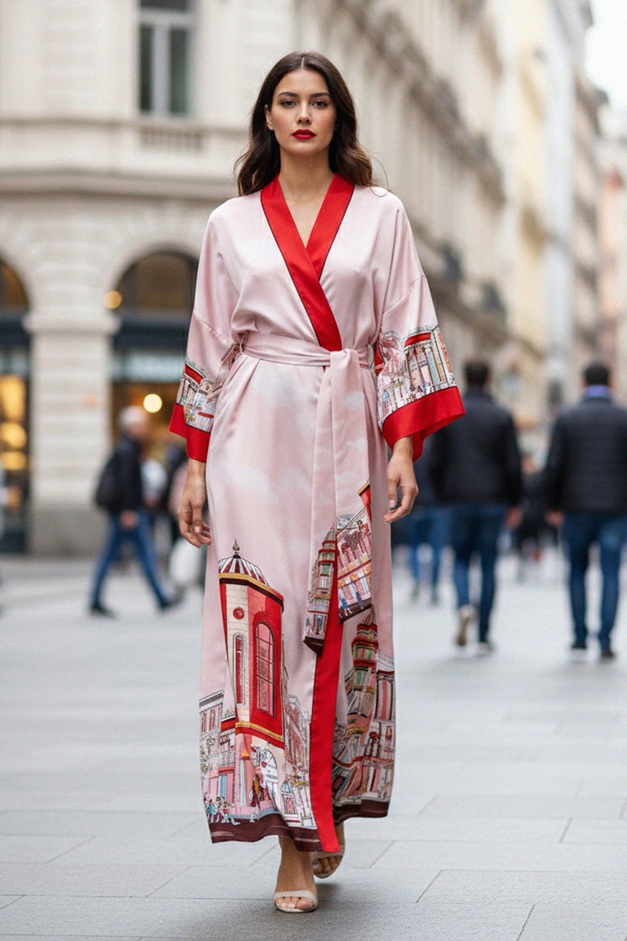 red kimono dressing gown Long Red Kimono Robe Maxi Satin Bridal Robes for Women Floor Length Dressing  Gown Long Bridesmaid Robe Sexy Gift for Wife