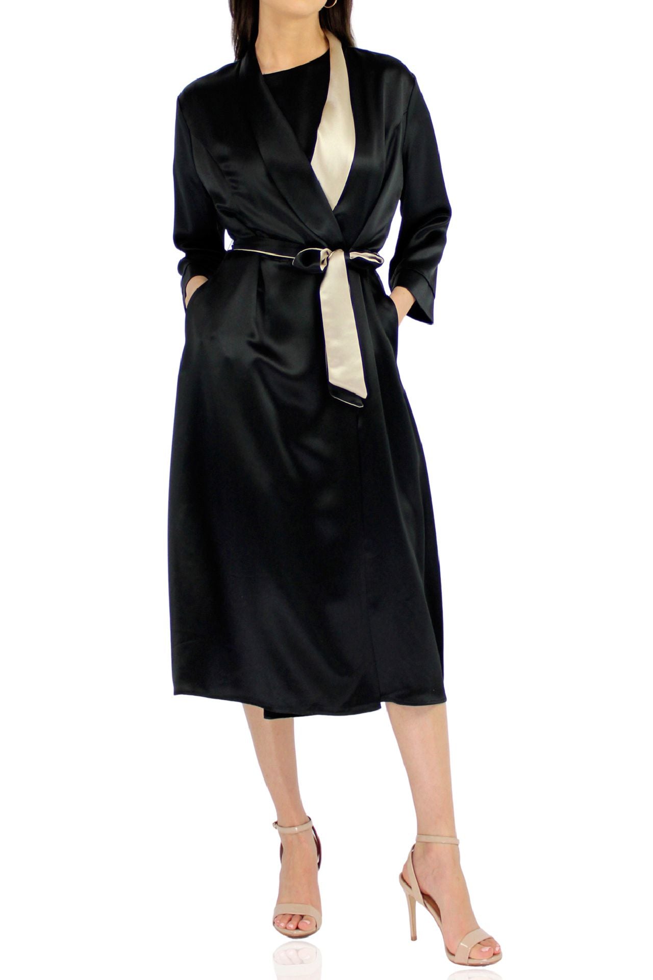 "short kimonos for women" "short silk robe womens" "black silk robe" "Kyle X Shahida"