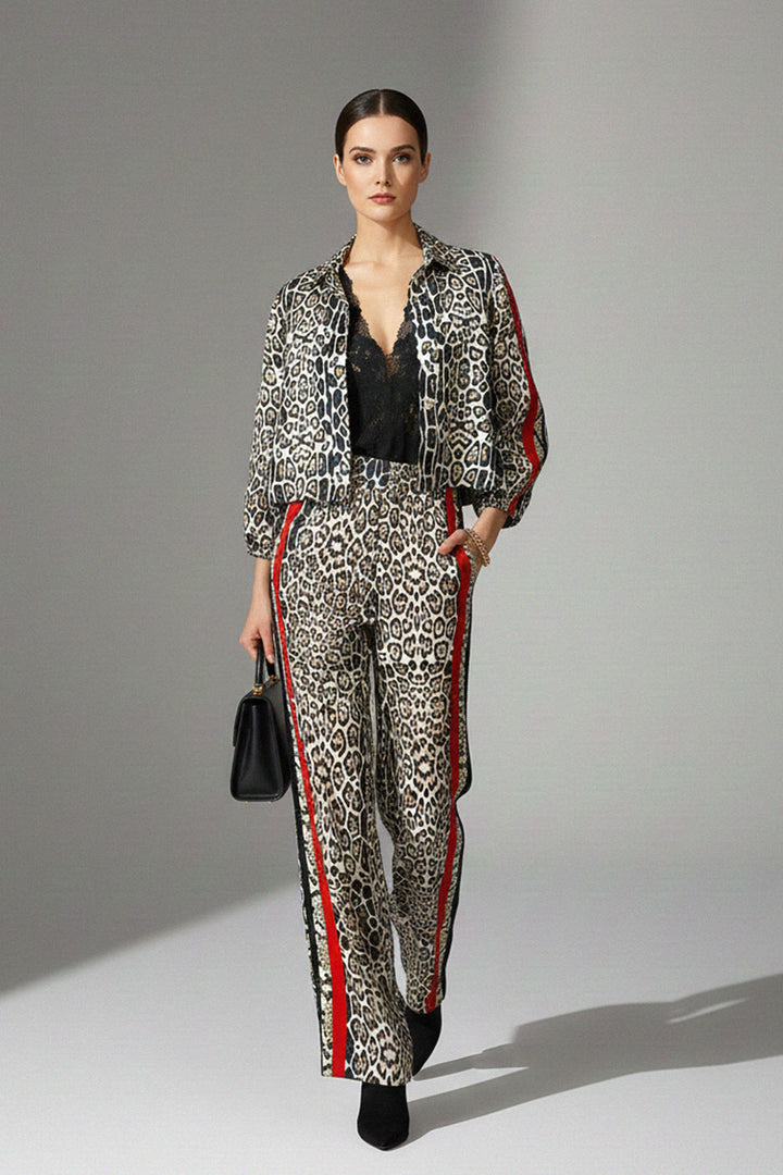 shahida-kyle-richards set, leopard print outfit, designer two piece, chic womenswear look