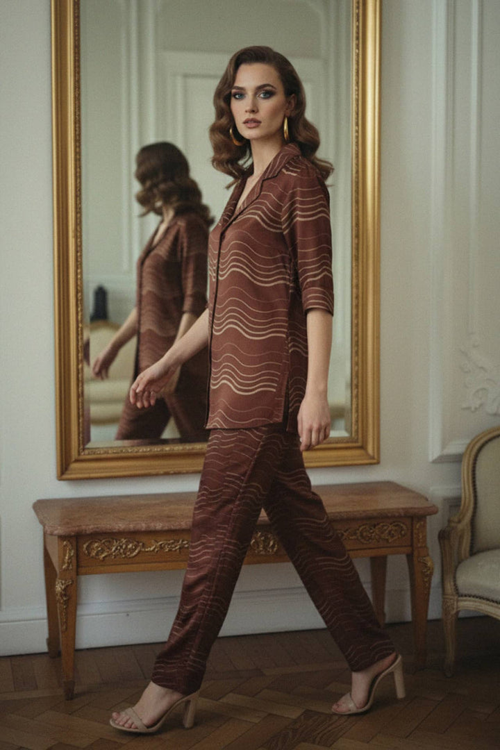 summer set, chic stripes, brown tones, convertible vibe, polished look, feminine style