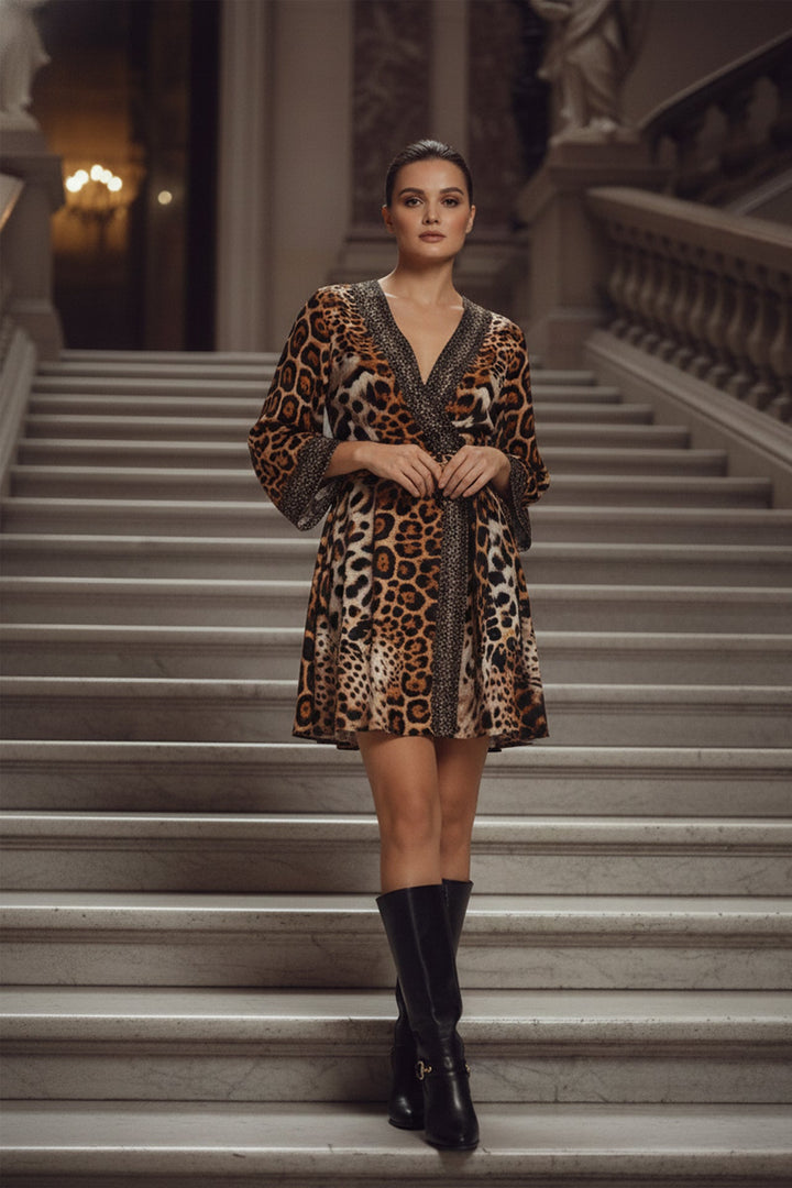 leopard print dress wrap,
animal print wrap dress, Shahida Parides, animal print short dress, mini animal print dress, mini dress print, short casual dresses,